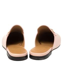 مملوكة مسبقًا Gucci Pink Leather Princetown Slide Mules Size 37