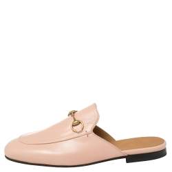 مملوكة مسبقًا Gucci Pink Leather Princetown Slide Mules Size 37