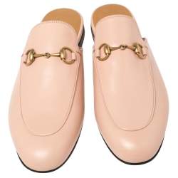 مملوكة مسبقًا Gucci Pink Leather Princetown Slide Mules Size 37