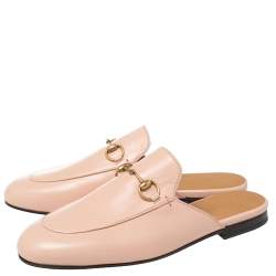 مملوكة مسبقًا Gucci Pink Leather Princetown Slide Mules Size 37