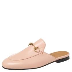 مملوكة مسبقًا Gucci Pink Leather Princetown Slide Mules Size 37