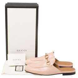 مملوكة مسبقًا Gucci Pink Leather Princetown Slide Mules Size 37