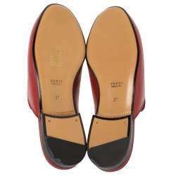 Gucci Red Leather Princetown Horsebit Flat Mules Size 37