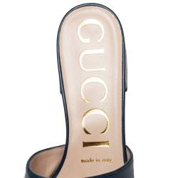 Pre Owned Gucci Blue Leather Zumi Slide Sandals Size 37