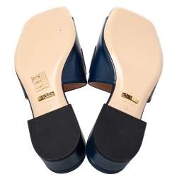 Pre Owned Gucci Blue Leather Zumi Slide Sandals Size 37