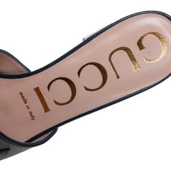 مملوكة مسبقًا Gucci Blue Leather Zumi Slide Sandals Size 37