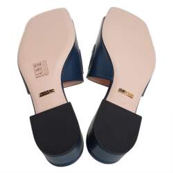 مملوكة مسبقًا Gucci Blue Leather Zumi Slide Sandals Size 37