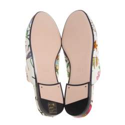 Pre Owned حذاء سلايد فلات غوتشي برينستون هورسبيت كانفاس مورد متعدد الألوان مقاس 36.5