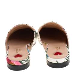 Pre Owned حذاء سلايد فلات غوتشي برينستون هورسبيت كانفاس مورد متعدد الألوان مقاس 36.5