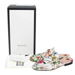 Pre Owned حذاء سلايد فلات غوتشي برينستون هورسبيت كانفاس مورد متعدد الألوان مقاس 36.5