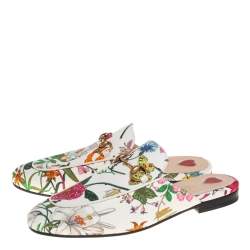 Pre Owned حذاء سلايد فلات غوتشي برينستون هورسبيت كانفاس مورد متعدد الألوان مقاس 36.5