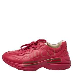 Pre Owned حذاء رياضي غوتشي ريتون فينتدج شعار الماركة نعل سميك جلد وردي مقاس 41