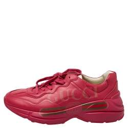 Pre Owned حذاء رياضي غوتشي ريتون فينتدج شعار الماركة نعل سميك جلد وردي مقاس 41