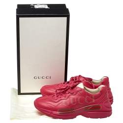 Pre Owned حذاء رياضي غوتشي ريتون فينتدج شعار الماركة نعل سميك جلد وردي مقاس 41