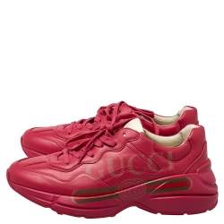 Pre Owned حذاء رياضي غوتشي ريتون فينتدج شعار الماركة نعل سميك جلد وردي مقاس 41