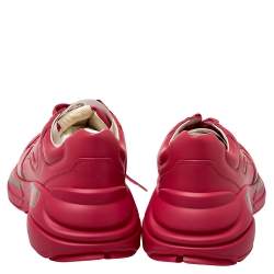 Pre Owned حذاء رياضي غوتشي ريتون فينتدج شعار الماركة نعل سميك جلد وردي مقاس 41