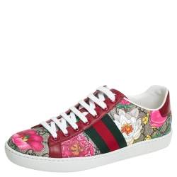 Pre Owned Gucci Multicolor GG Supreme Flora Sneakers Size 37