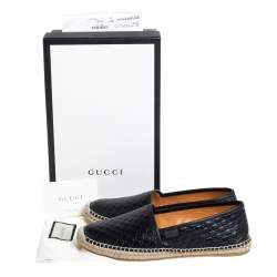 Pre Owned Gucci Black Guccissima Leather Espadrilles Flats Size 40.5