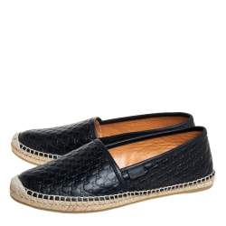 Pre Owned Gucci Black Guccissima Leather Espadrilles Flats Size 40.5