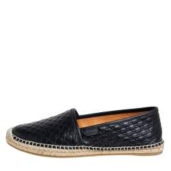 Pre Owned Gucci Black Guccissima Leather Espadrilles Flats Size 40.5