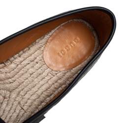 Pre Owned Gucci Black Guccissima Leather Espadrilles Flats Size 40.5