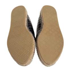 Pre Owned Gucci Black Guccissima Leather Espadrilles Flats Size 40.5