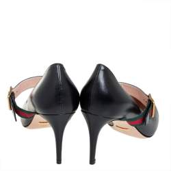 مملوكة مسبقًا Gucci Black Canvas And Leather Sylvie Mary Jane Pumps Size 39