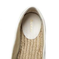 Gucci White Leather GG Marmont Espadrille Flats Size 37.5