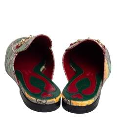 Pre Owned Gucci Multicolor GG Supreme Tian Print Canvas Princetown Horsebit Mules Size 37.5