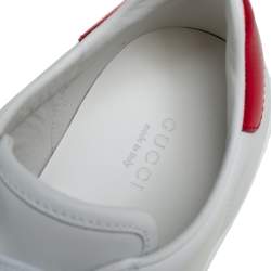 حذاء رياضي غوتشي ايس مزخرف ترتر مزين ويب منخفض من أعلى جلد أبيض مقاس 37.5