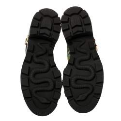 Pre Owned Gucci Multicolor Floral Print GG Supreme Combat Ankle Boots Size 37.5