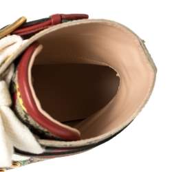 Pre Owned Gucci Multicolor Floral Print GG Supreme Combat Ankle Boots Size 37.5