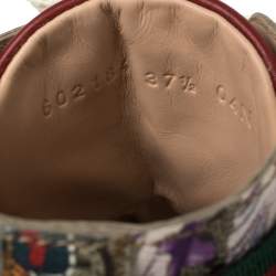 Pre Owned Gucci Multicolor Floral Print GG Supreme Combat Ankle Boots Size 37.5