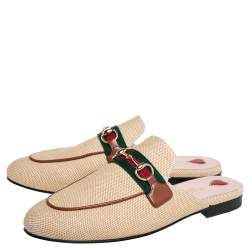 Pre Owned صندل غوتشي برينس تاون ويب كانفاس بيج مقاس 37.5