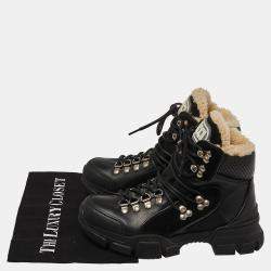 Gucci Black Leather Flashtrek Ankle Boots Size 35