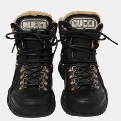 Gucci Black Leather Flashtrek Ankle Boots Size 35