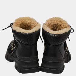 Gucci Black Leather Flashtrek Ankle Boots Size 35