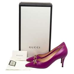 Pre Owned حذاء كعب عالي غوتشي زومي جلد بنفسجي مقاس 39