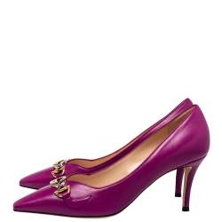 Pre Owned حذاء كعب عالي غوتشي زومي جلد بنفسجي مقاس 39