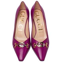 Pre Owned حذاء كعب عالي غوتشي زومي جلد بنفسجي مقاس 39