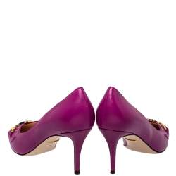 Pre Owned حذاء كعب عالي غوتشي زومي جلد بنفسجي مقاس 39