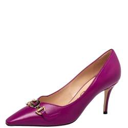 Pre Owned حذاء كعب عالي غوتشي زومي جلد بنفسجي مقاس 39