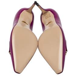 Pre Owned حذاء كعب عالي غوتشي زومي جلد بنفسجي مقاس 39