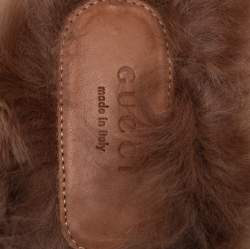 مملوكة مسبقًا Gucci Black Velvet And Fur Princetown Sandals Size 38