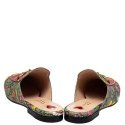 Gucci Multicolor GG Supreme Canvas Floral Print Princetown Mule Sandals Size 38