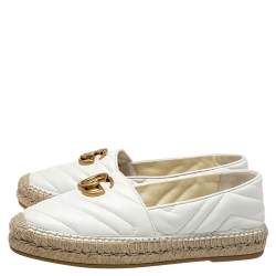 مملوكة مسبقًا Gucci White Quilted Leather GG Espadrilles Size 36