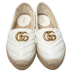 مملوكة مسبقًا Gucci White Quilted Leather GG Espadrilles Size 36