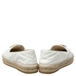 مملوكة مسبقًا Gucci White Quilted Leather GG Espadrilles Size 36