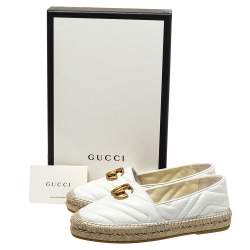 مملوكة مسبقًا Gucci White Quilted Leather GG Espadrilles Size 36