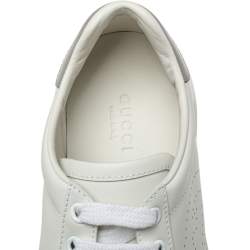 مملوكة مسبقًا Gucci White/Grey Leather Interlocking G Ace Sneakers size 35.5